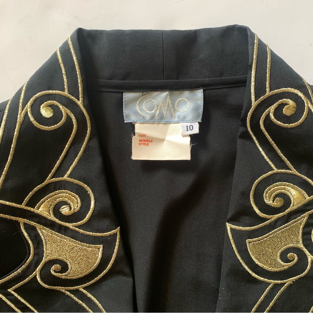 Vintage Black Blouse with Gold Embroidered Collar - Picture 9 of 15